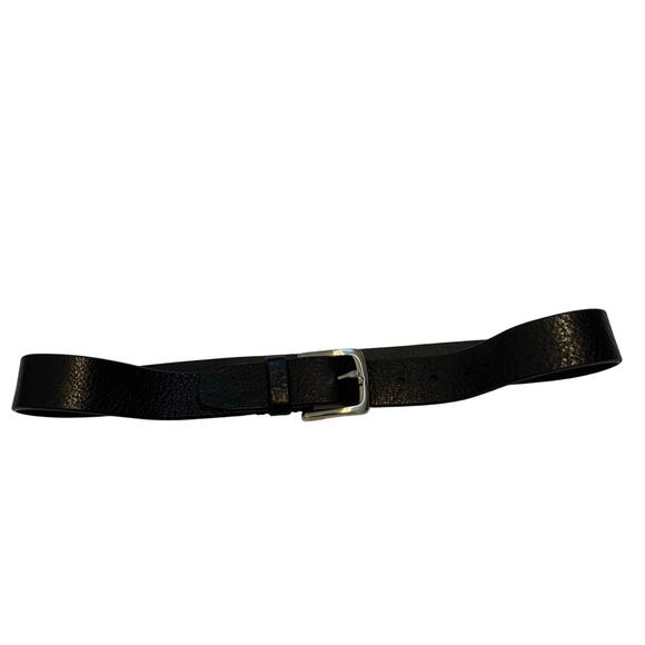 Fossil Leather Belt 34 Genuine Black Pebbled Leather Silver Buckle Classic - Picture 1 of 6
